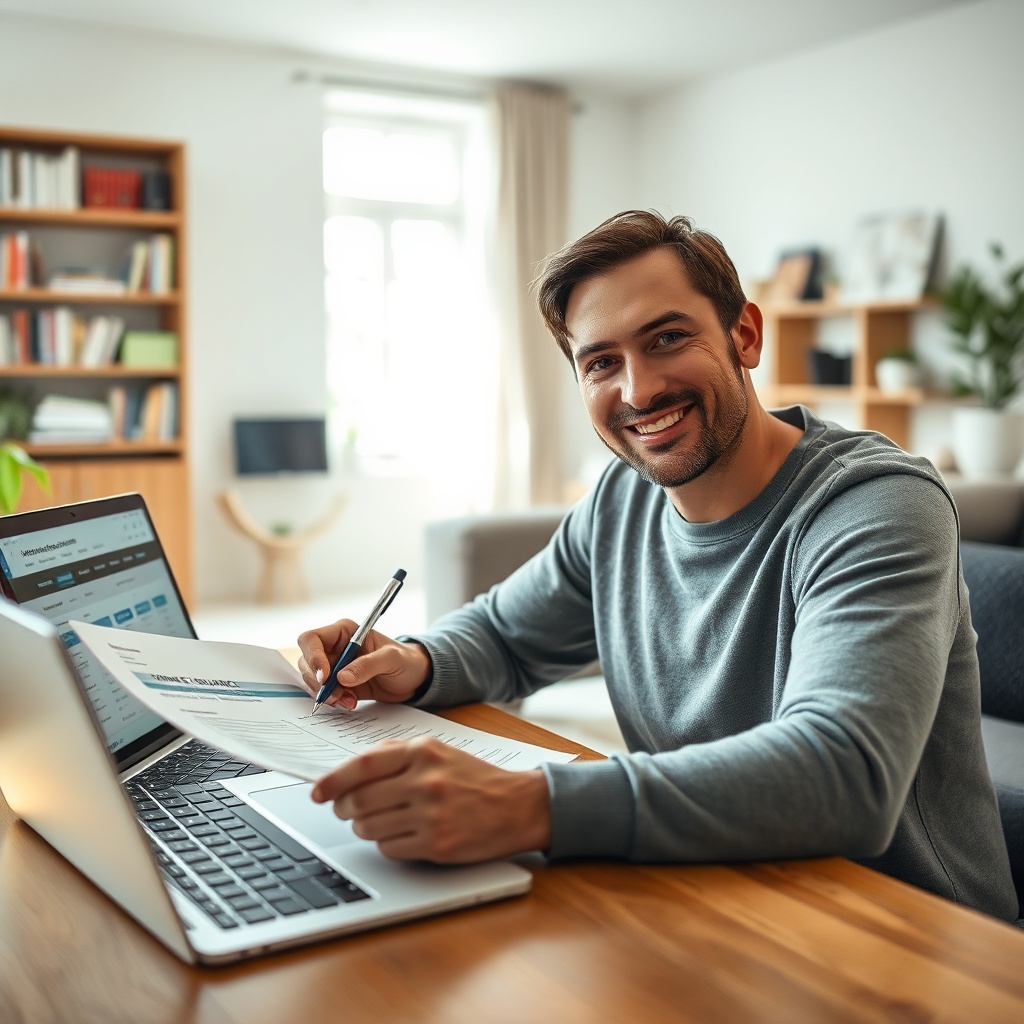Person reviewing home insurance policy documents to understand assurance habitation garanties essentielles and choose the right coverage.